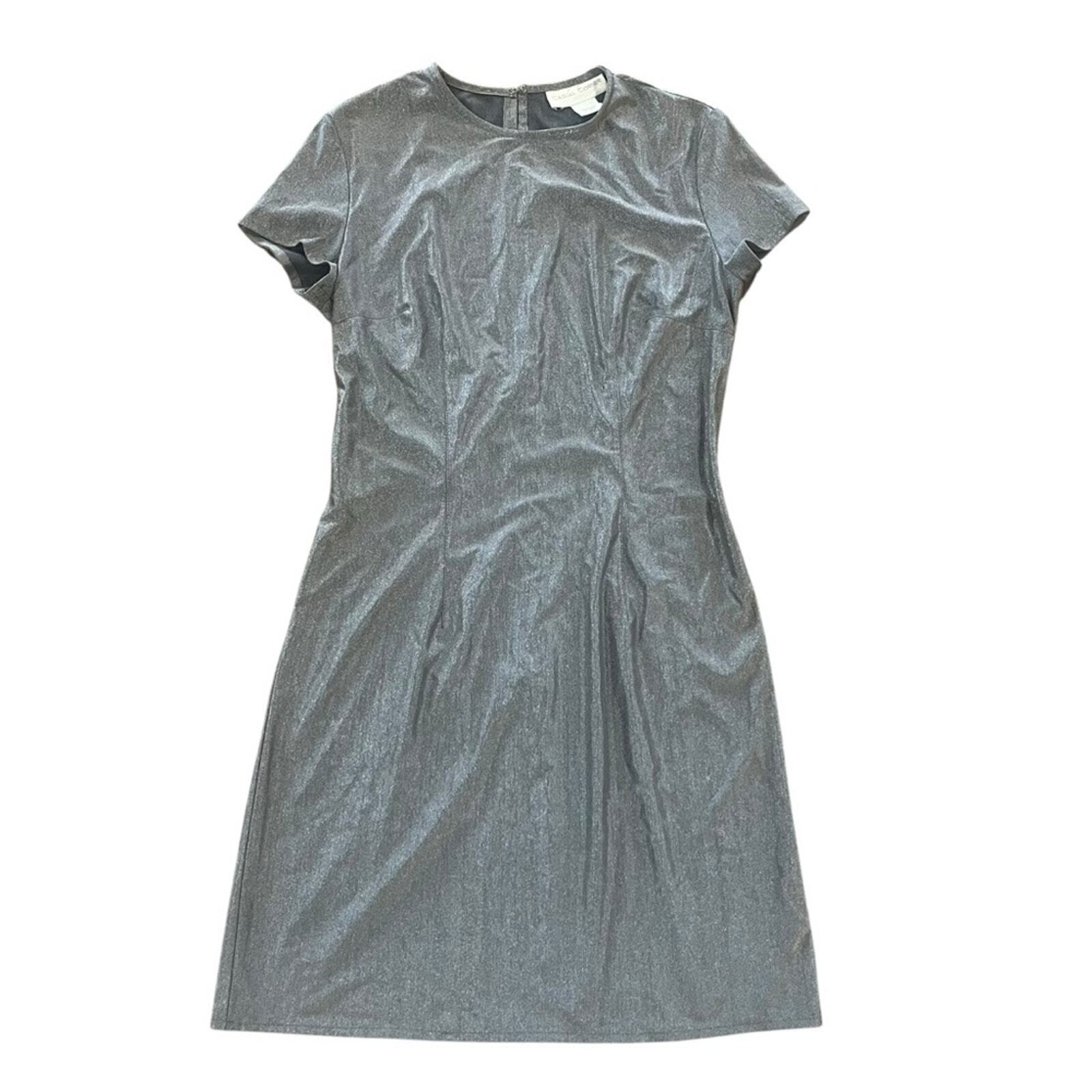Casual Corner Womens Size 8 Silver Short Sleeve Mini Dress