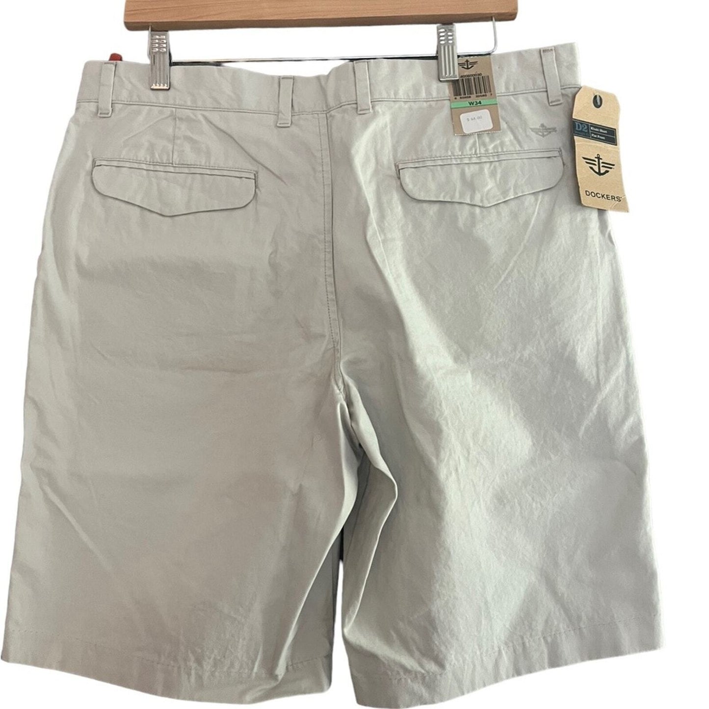 Dockers Mens Size 34 Khaki Flat Front Casual Shorts NWT