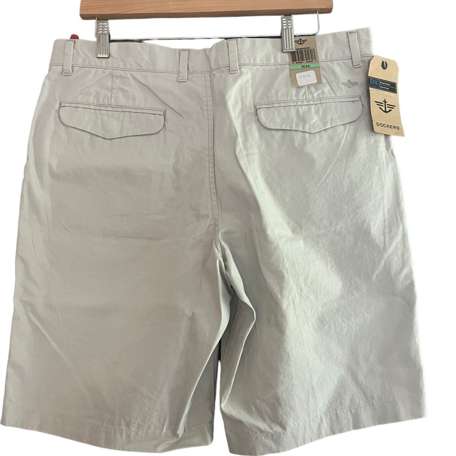 Dockers Mens Size 34 Khaki Flat Front Casual Shorts NWT