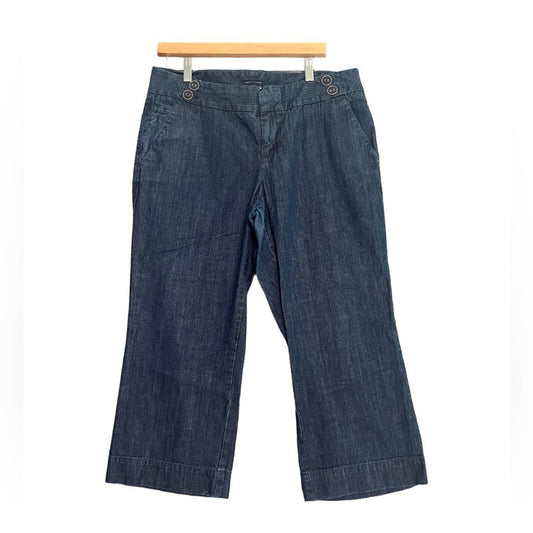 Tommy Hilfiger Womens Size 12 Dark Wash Wide Leg Trouser Culotte Jeans