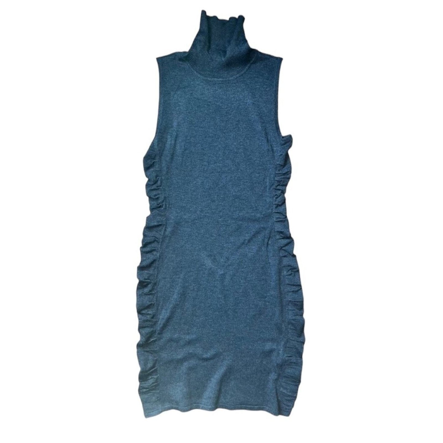 Calvin Klein Womens Size Medium Gray Sleeveless Turtleneck Fitted Dress 