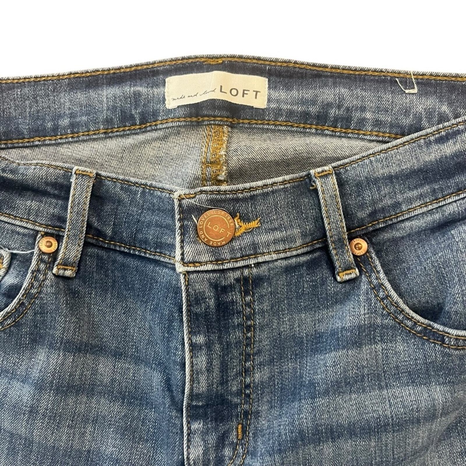 Loft Womens Size 4 Modern Boot Medium Wash Frayed Ankle Medium Wash Denim Jeans