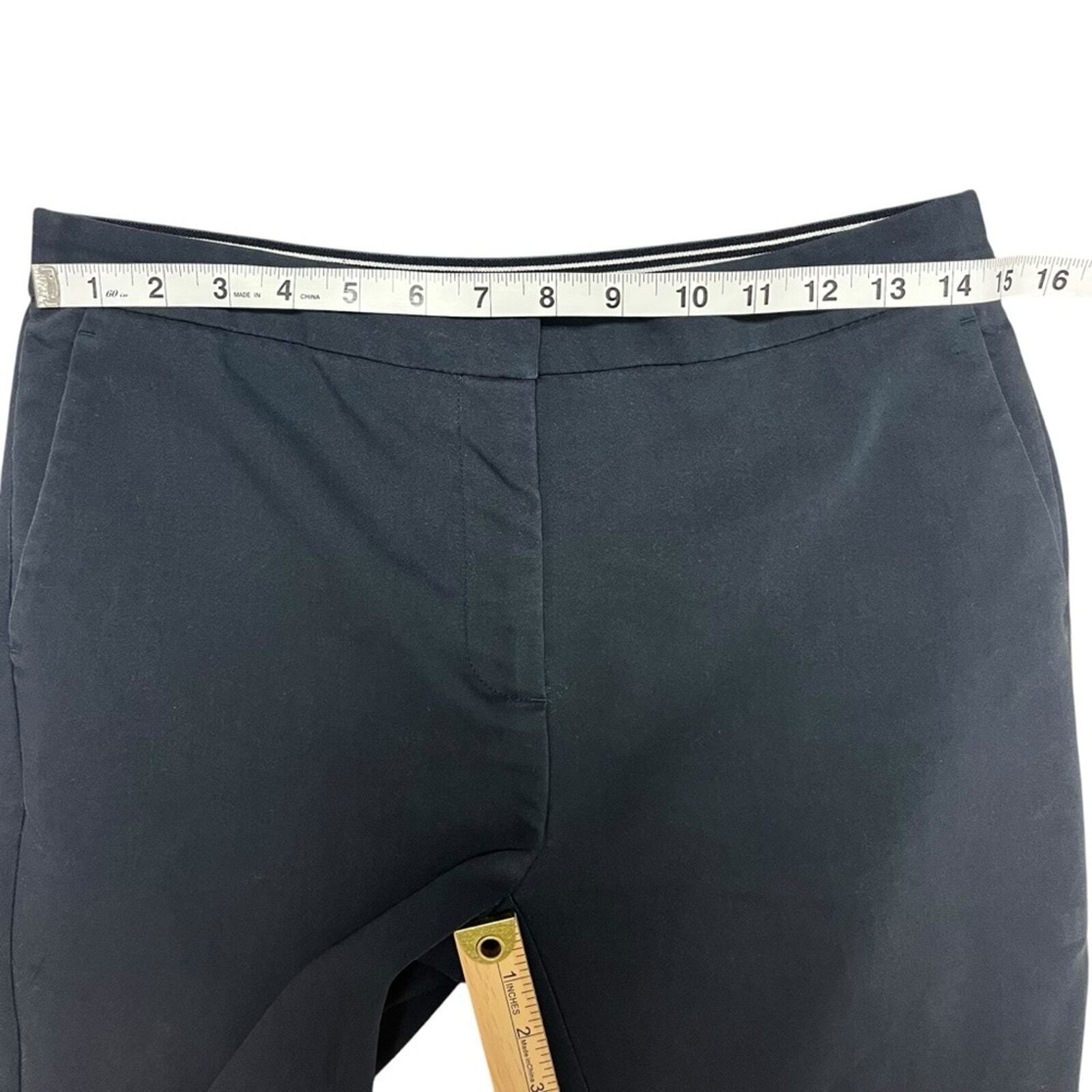 ZARA Womens Size Large Navy Blue Flat Front Ankle Pants Slacks