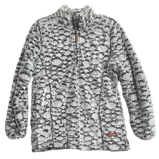 Simply Southern Womens Large Gray Bubble Fur 1/4 Zip Front Pockets Pullover