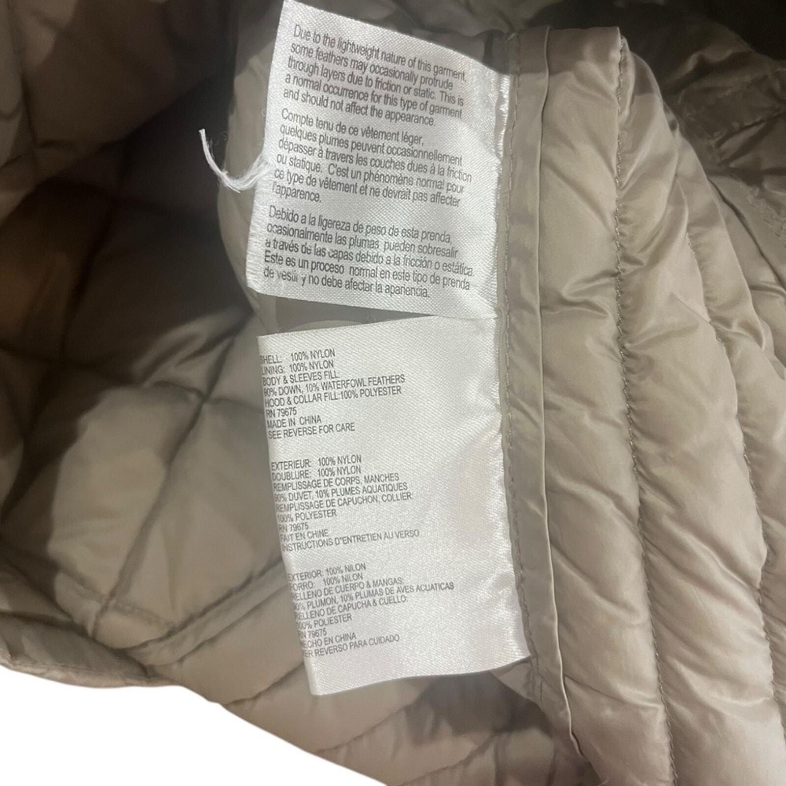 Michael Kors Women Tan Medium Lightweight Diamond Quilted Hooded Down Fill Coat