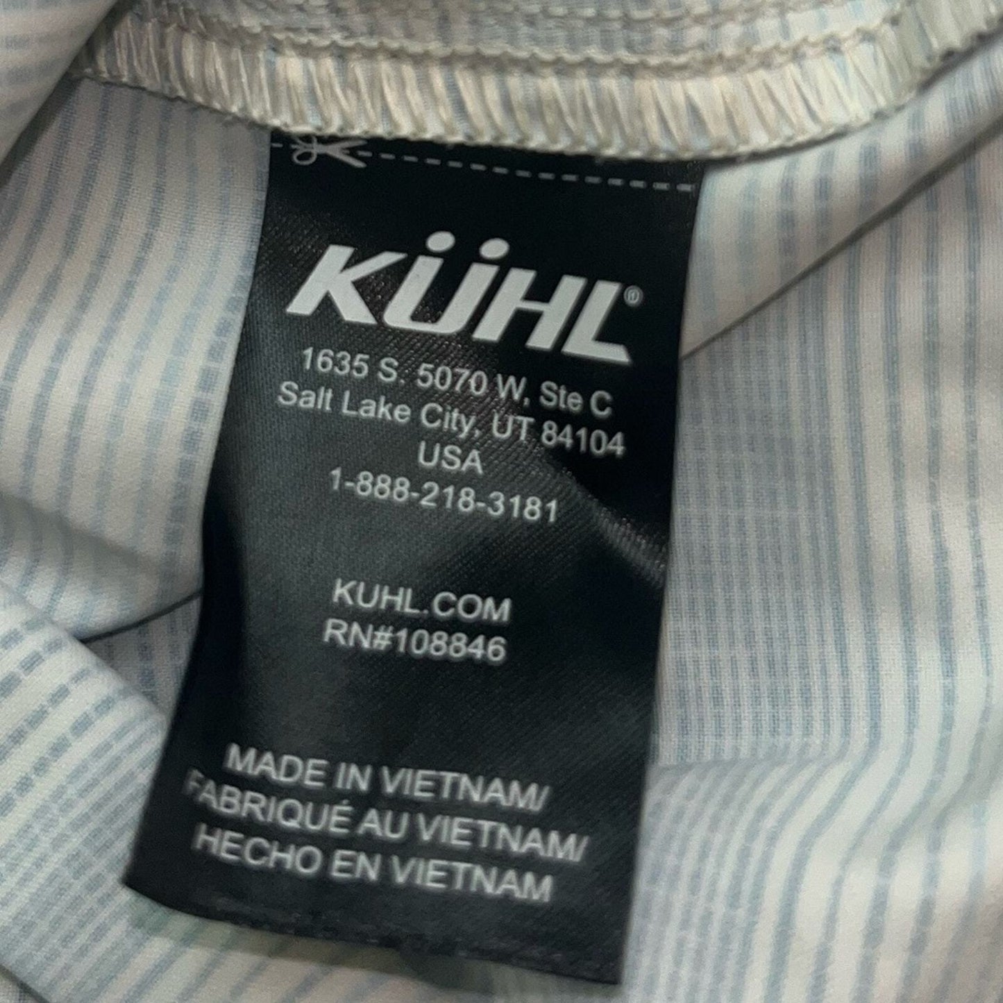 KUHL Mens XL Breathable Blue White Short Sleeve Button Down Collared Shirt