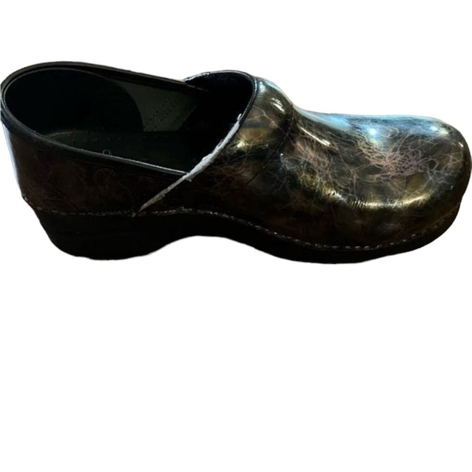 Dansko Professional Patent Iridescent Clog Mule Slip On Black Purple Size 40