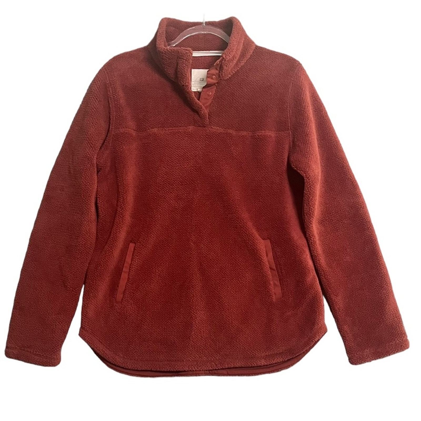 Thread & Supply Womens Large Burnt Orange 1/4 Snap Collar Sherpa Pullover