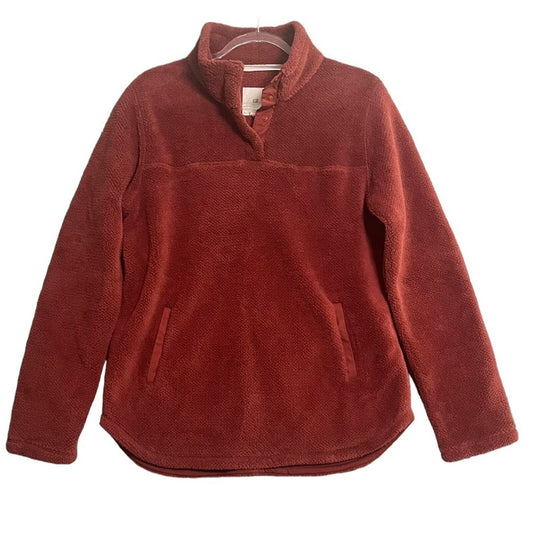 Thread & Supply Womens Large Burnt Orange 1/4 Snap Collar Sherpa Pullover