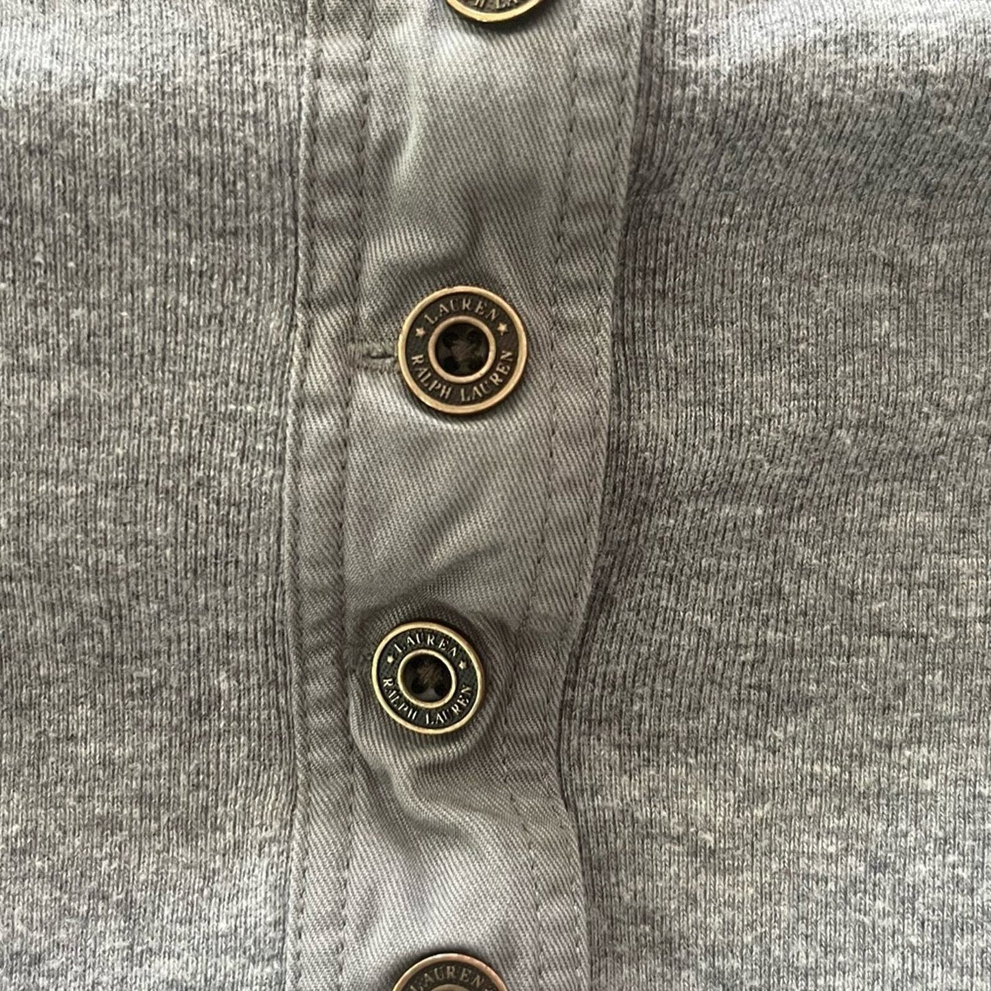 Lauren Ralph Lauren Henley Womens Medium Gray Long Sleeve 3/4 Button Down 