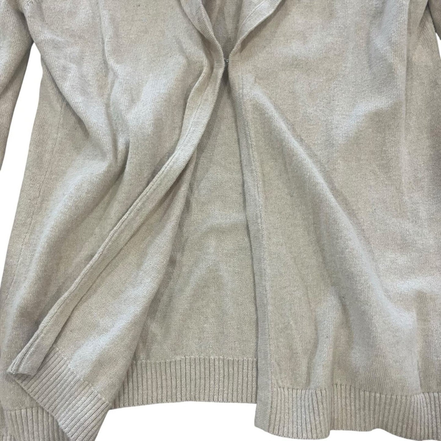 Lands End Womens Size Small Tan Long Sleeve Knit Front Clasp Cardigan Sweater