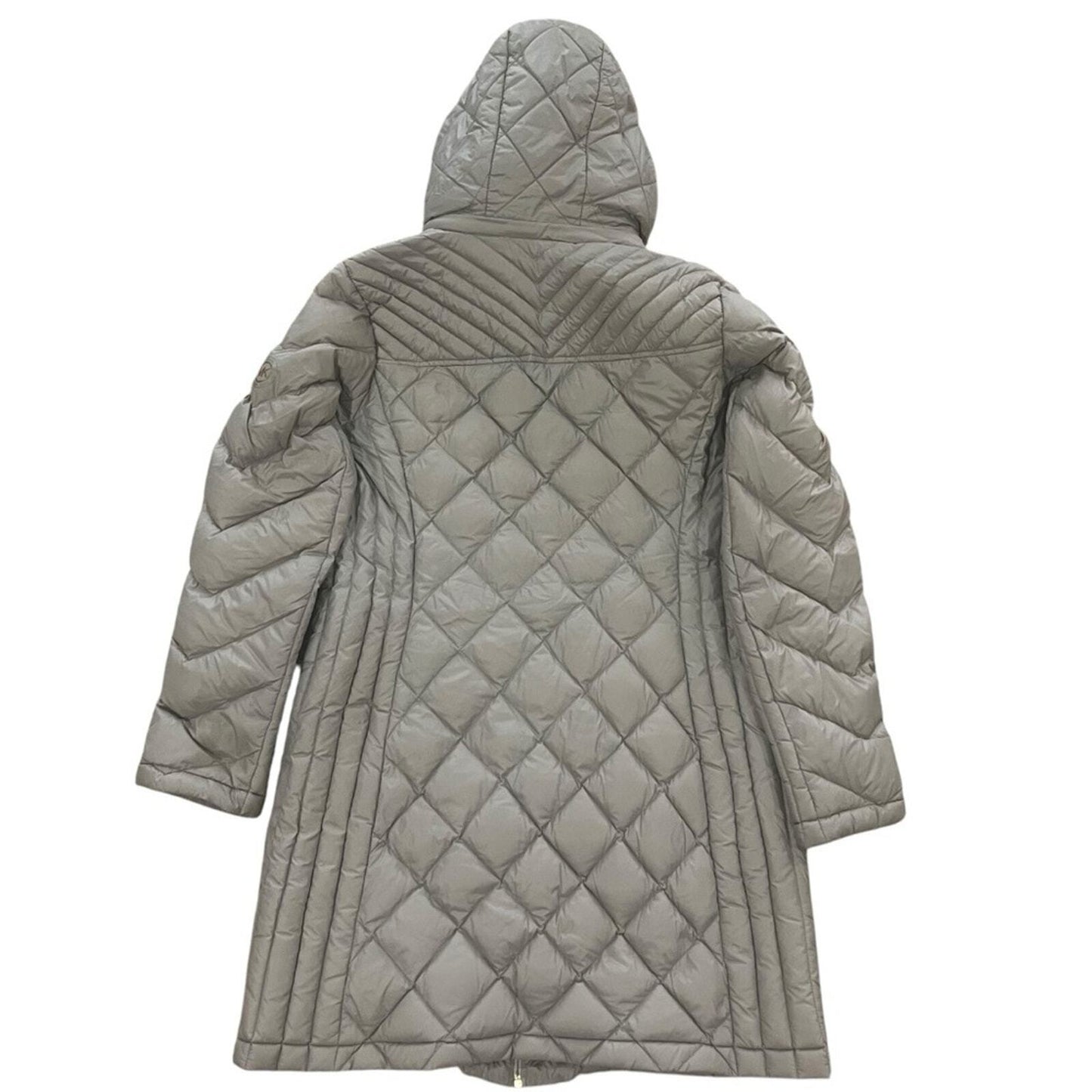 Michael Kors Women Tan Medium Lightweight Diamond Quilted Hooded Down Fill Coat