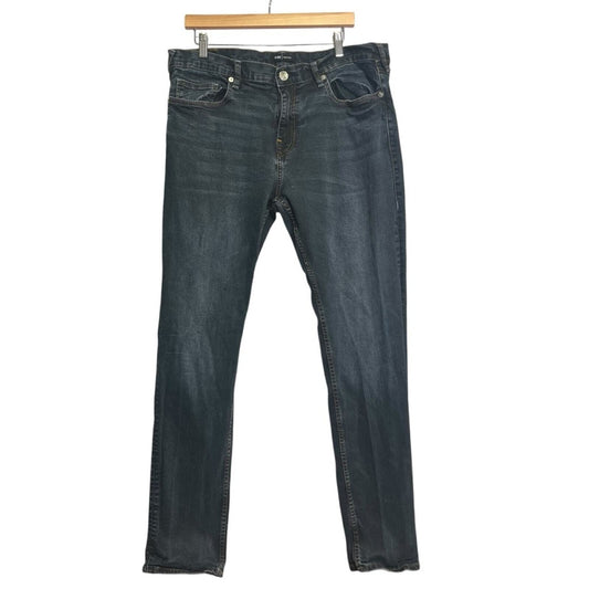 True Religion Mens Sz 38 Geno Relaxed Slim Fit Whiskered Front Dark Denim Jeans