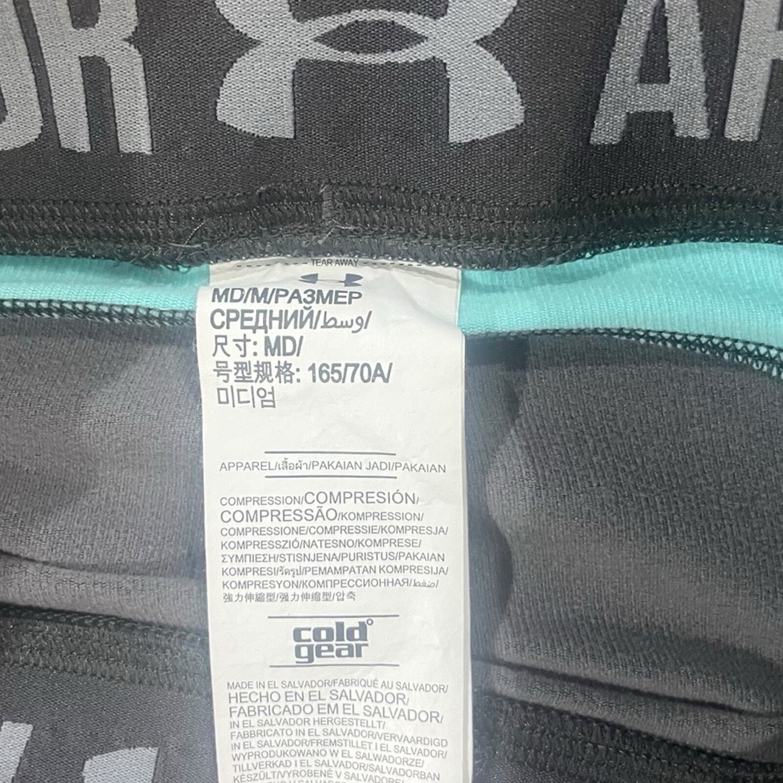 Under Armour Womens Cold Gear Tiffany Blue Gray Leggings Size Medium