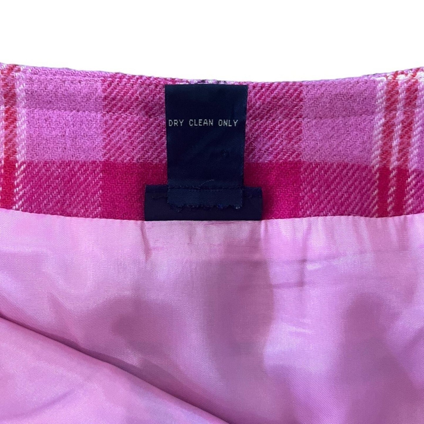 Boston Proper Women's Pink & Red Plaid Wool/Rayon Mini Skirt Size 8