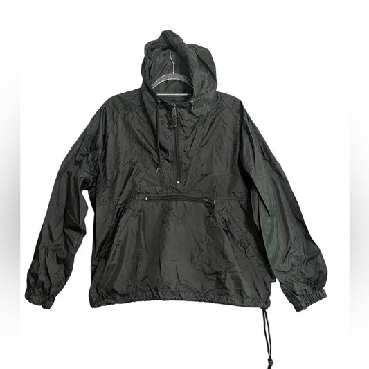 Vintage GAP Anorak Mens Size Small Black Windbreaker Lightweight 1/2 Zip Jacket