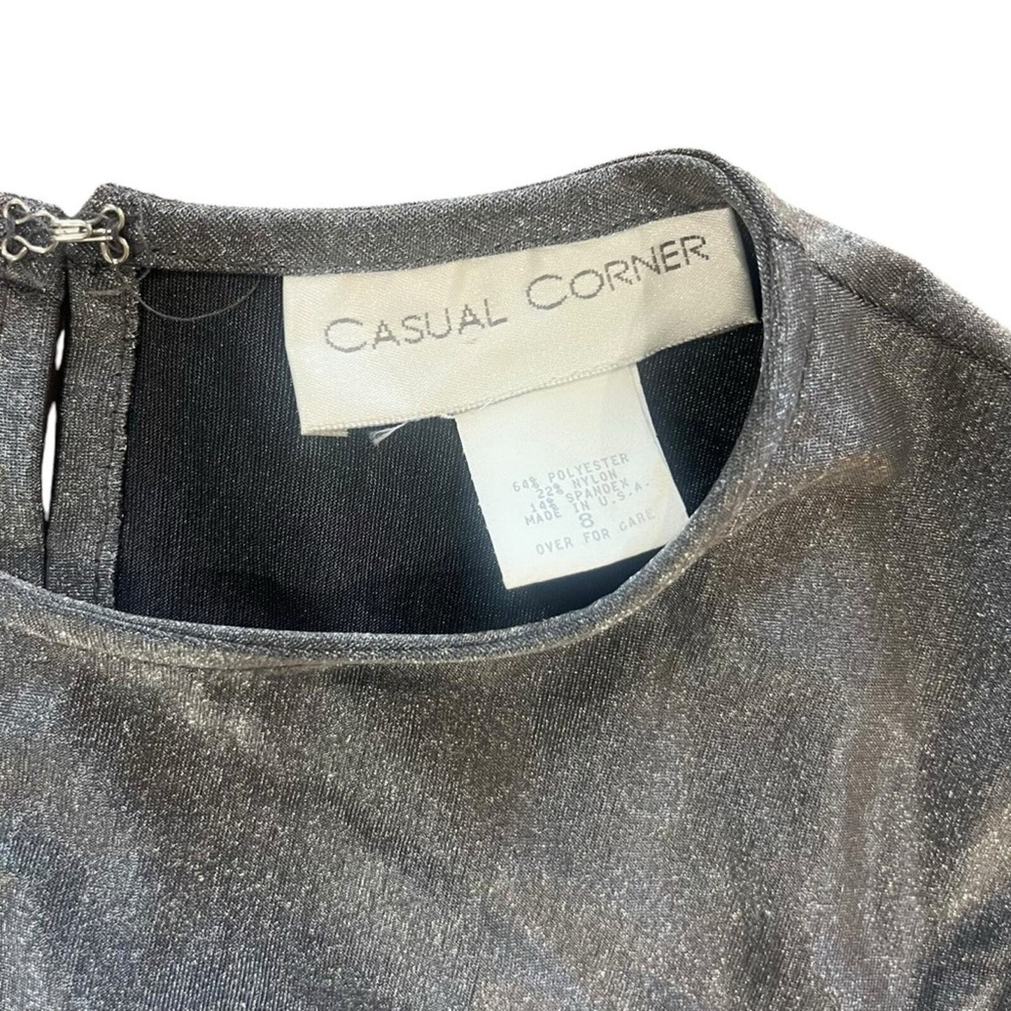Casual Corner Womens Size 8 Silver Short Sleeve Mini Dress