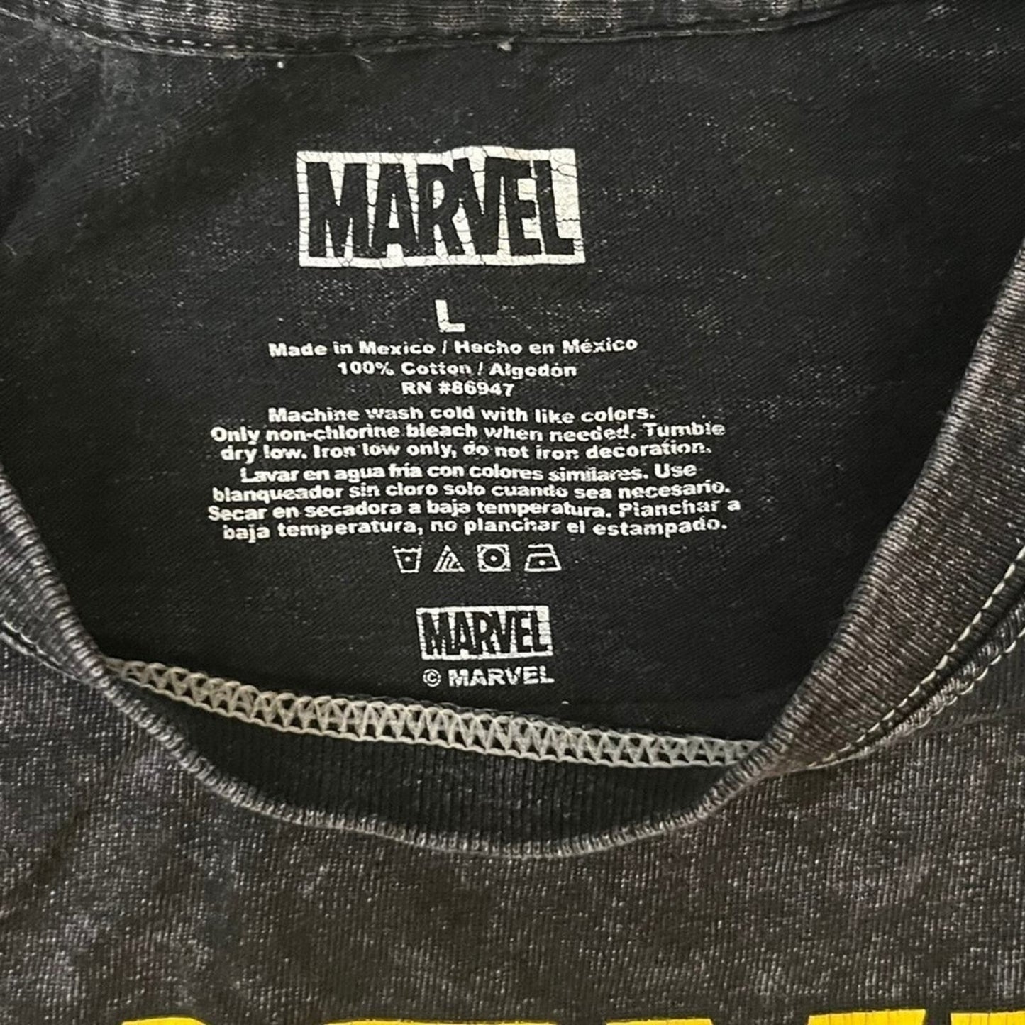Marvel Comics Mens Size Large Dark Gray Short Sleeve T-shirt