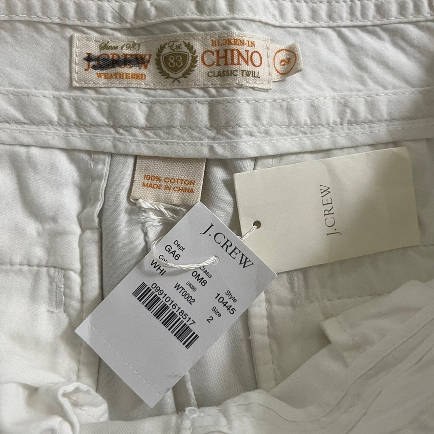 J. Crew Womens Size 2 Weathered Broken In Classic Twill White Chino Shorts NWT