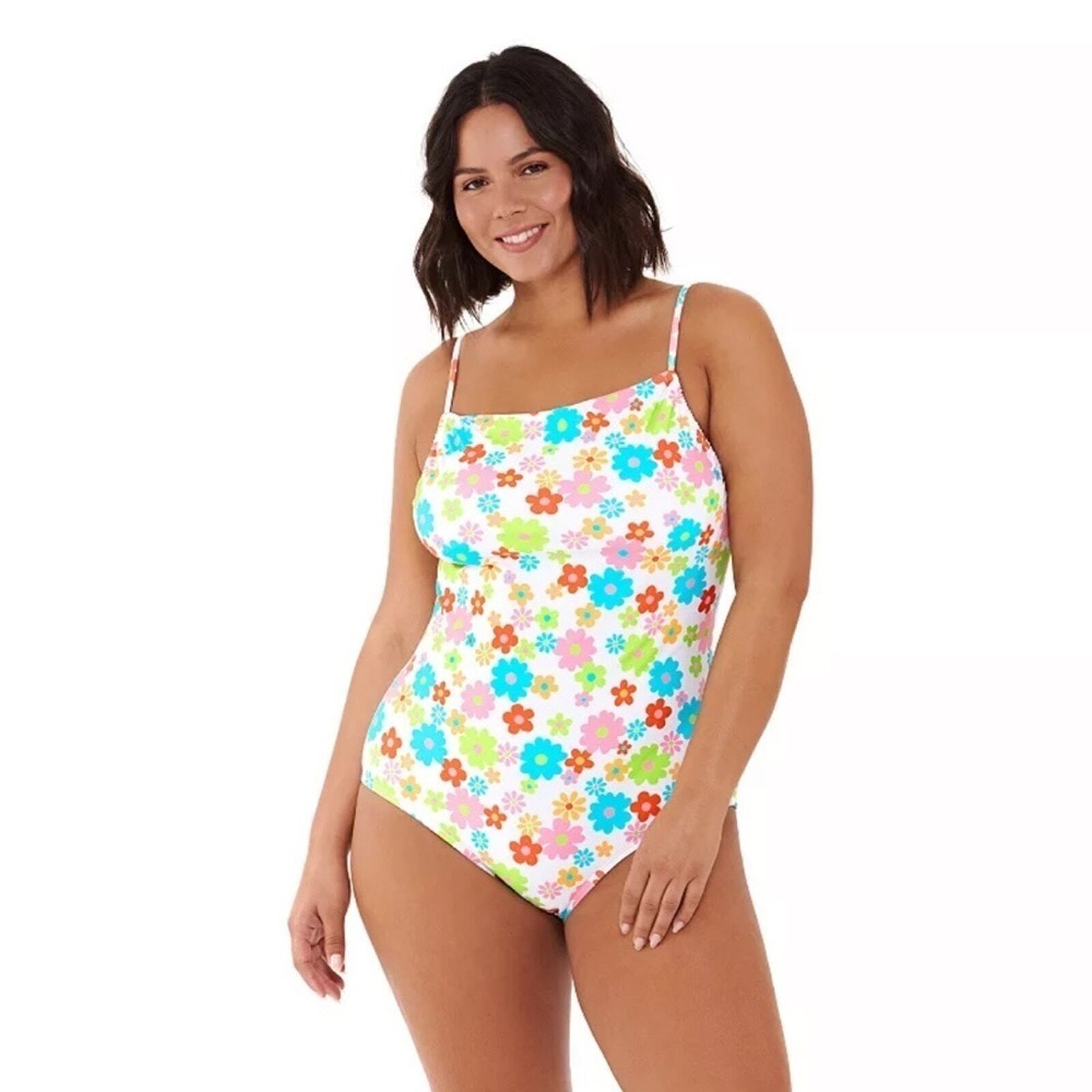 Ninety-Nine Junior's Flora Retro XL (15-17) Plus Size One Piece NWT Swimsuit 