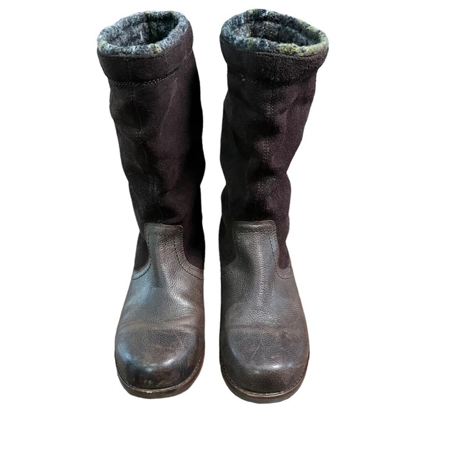 OluKai Womens 7.5 Tall Suede Insulated Brown Winter Boots 