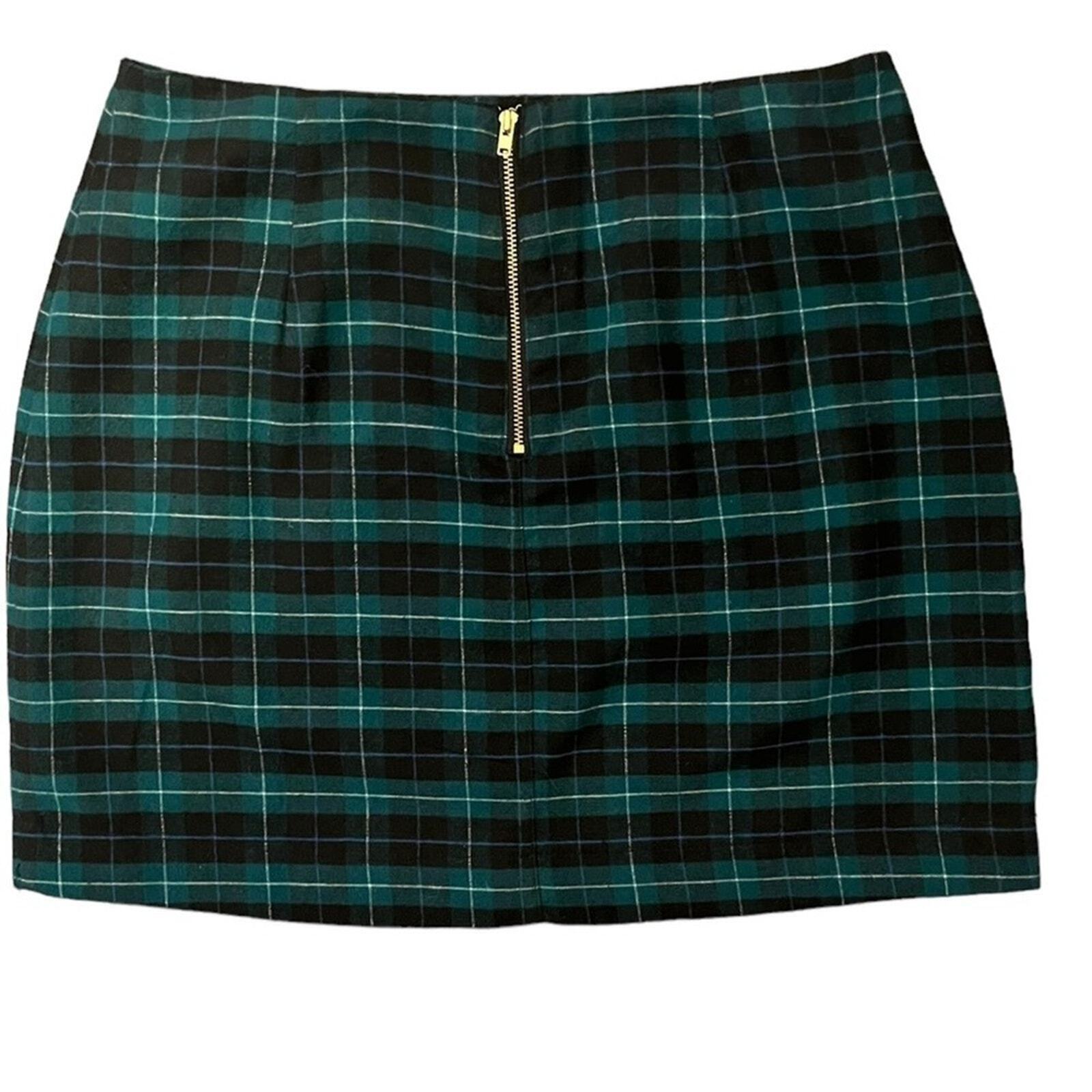 Old Navy Womens Size 4 Navy Green Plaid Polyester Mini Skirt 