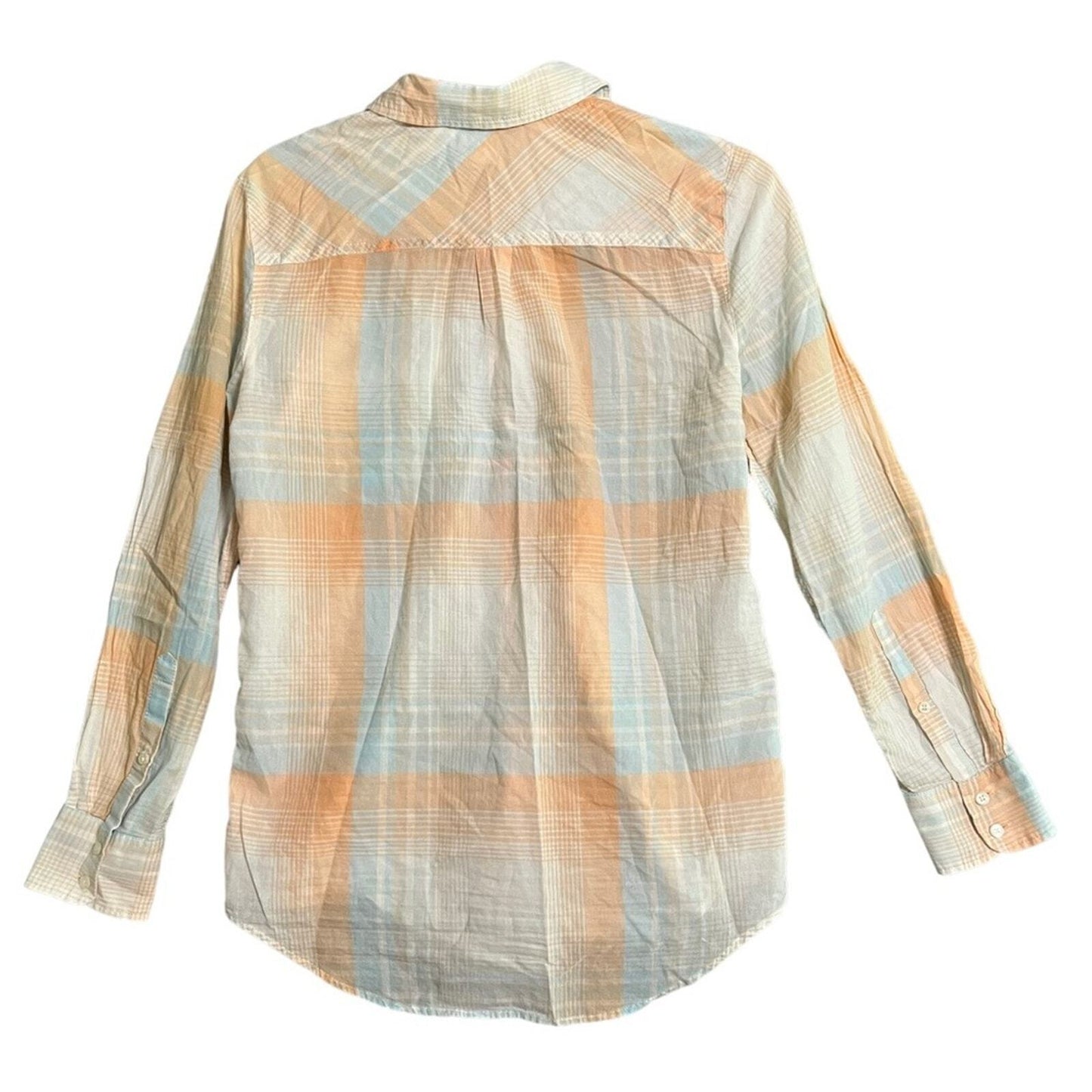 J. Crew Womens XS The Perfect Fit Peach Blue White Long Sleeve Button Down Shirt