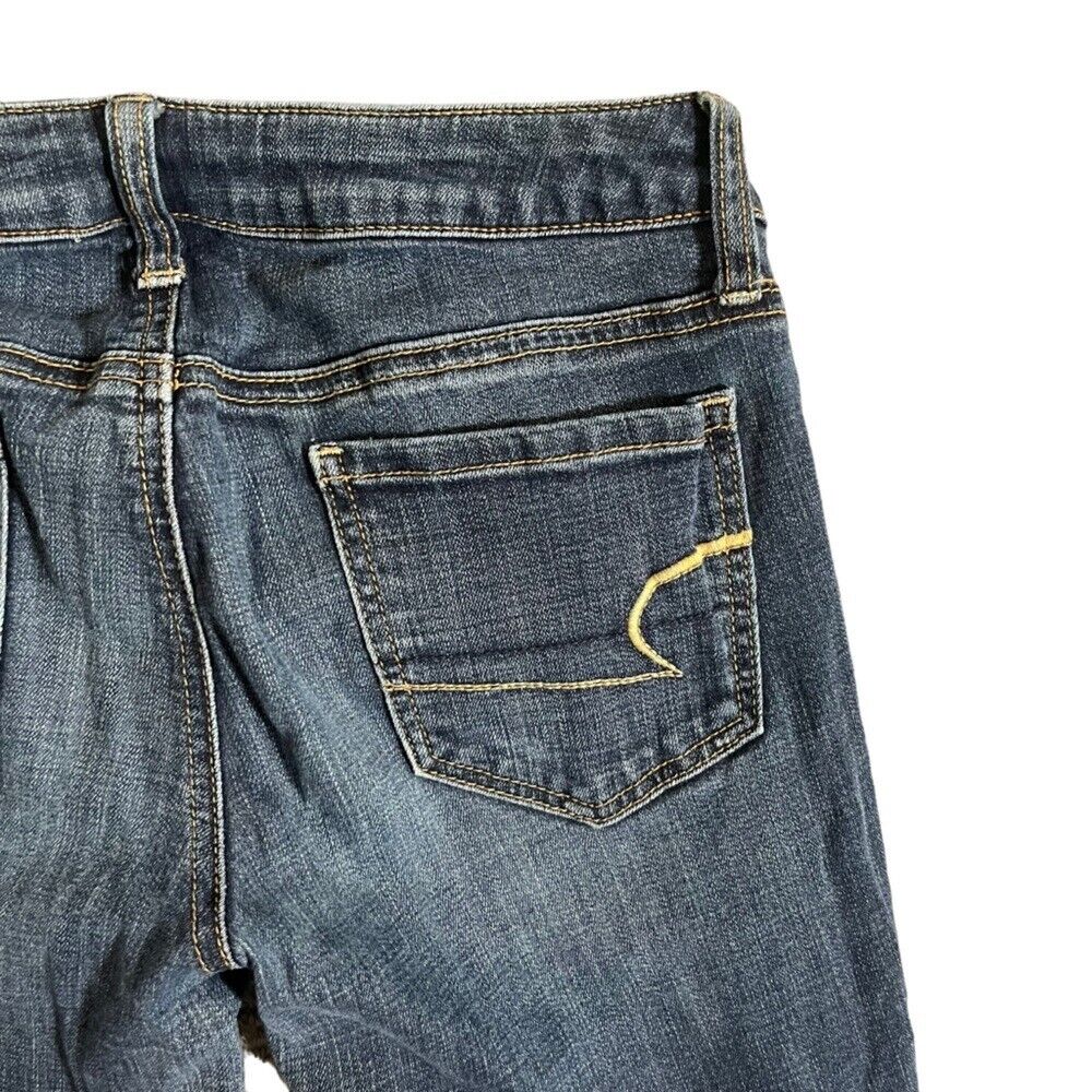 American Eagle Womens 6 R Stretch Jegging Medium Wash Whiskered Denim Jeans