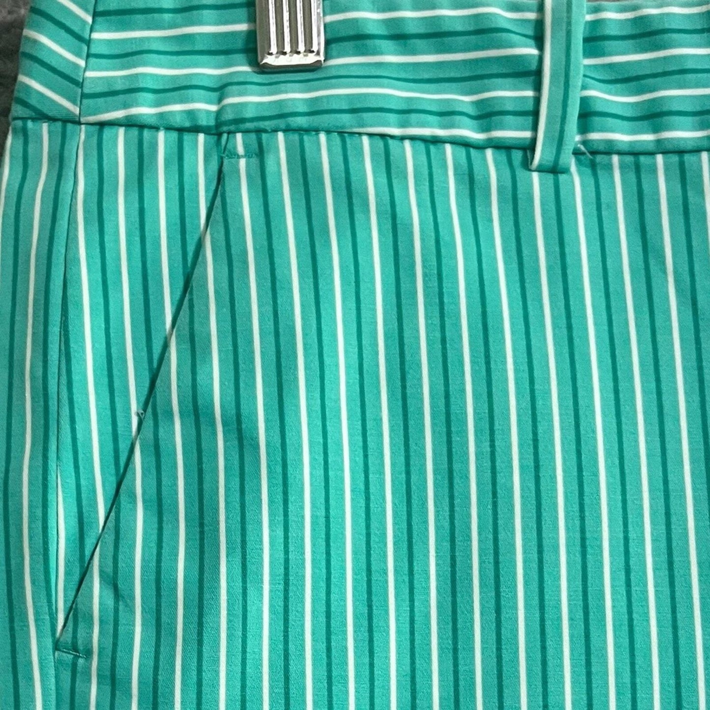 Michael Kors Shorts Womens Size 12 Turquoise Striped Flat Front Button Zip 