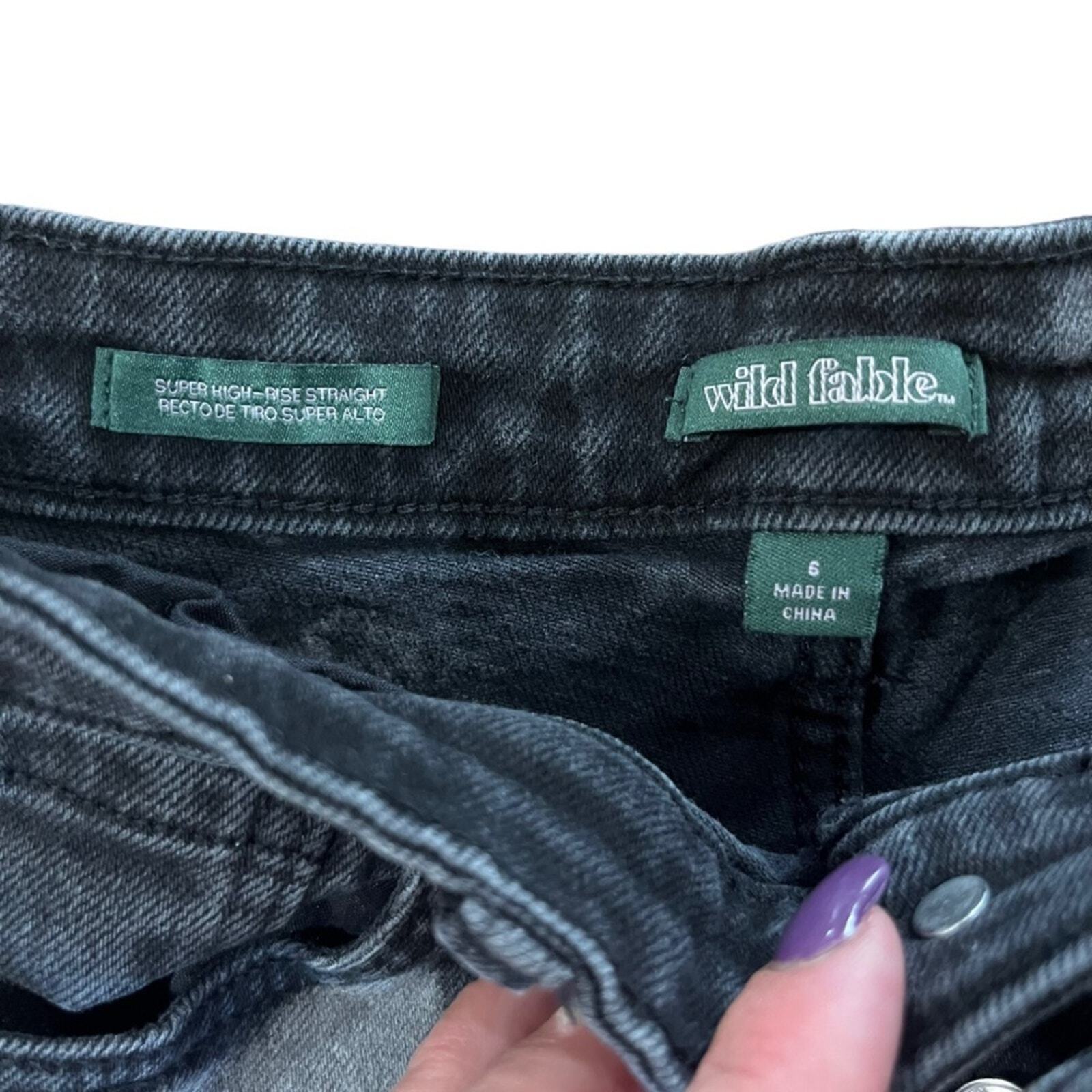 Wild Fable Women's Size 6 Super High Rise Straight Button Fly Gray Black Jeans