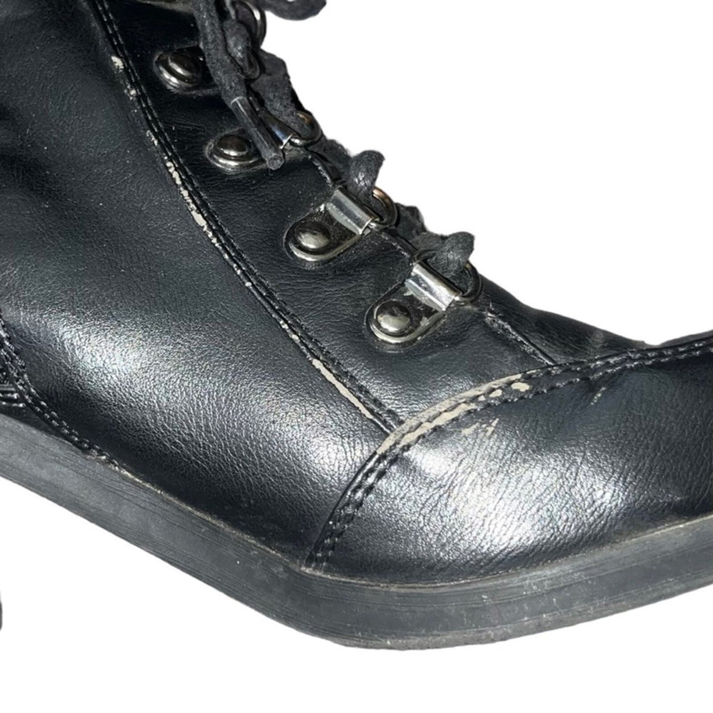 Guess Womens Size 9M Black Lace Up Ankle Boot Chunky Heel
