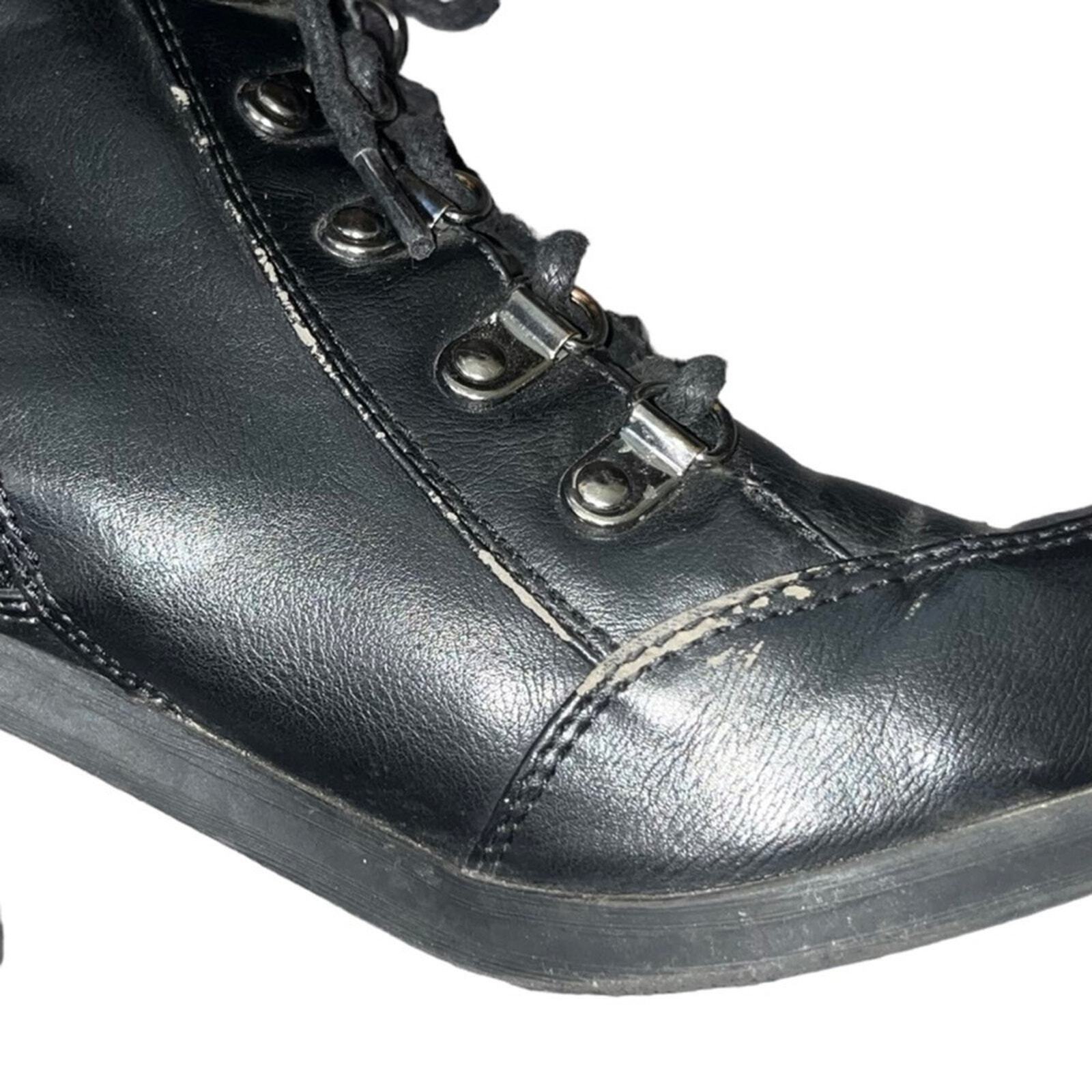 Guess Womens Size 9M Black Lace Up Ankle Boot Chunky Heel