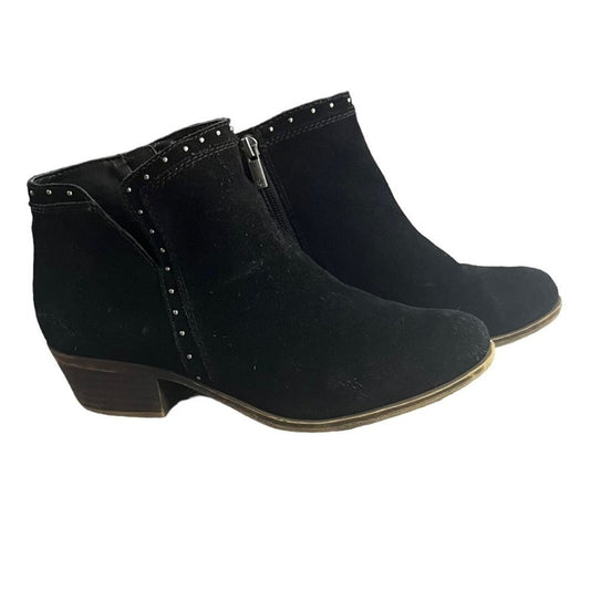 Lucky Brand Women’s Size 9W Bethea Black Leather Suede Ankle Boot Classic Studs