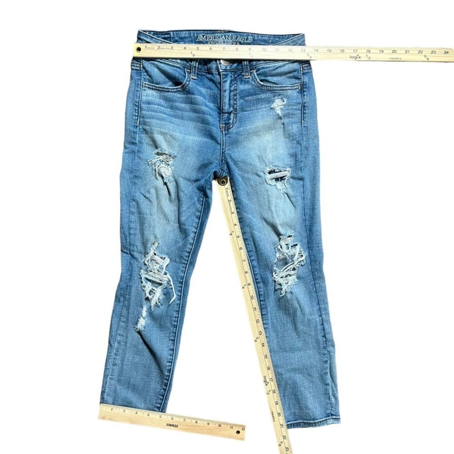 American Eagle Womens Size 4 Hi Rise Distressed Jegging Crop 
