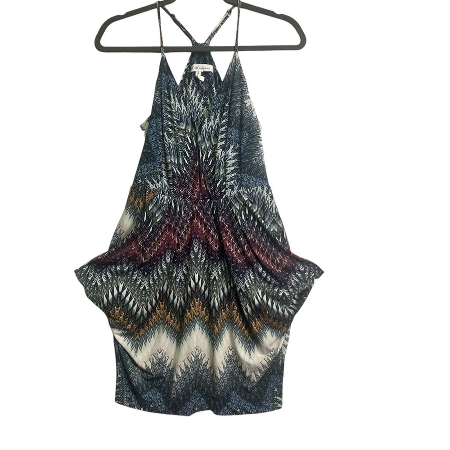 BCBGeneration Womens Small Multicolor Sleeveless Pocketed Zig Zag Mini Dress