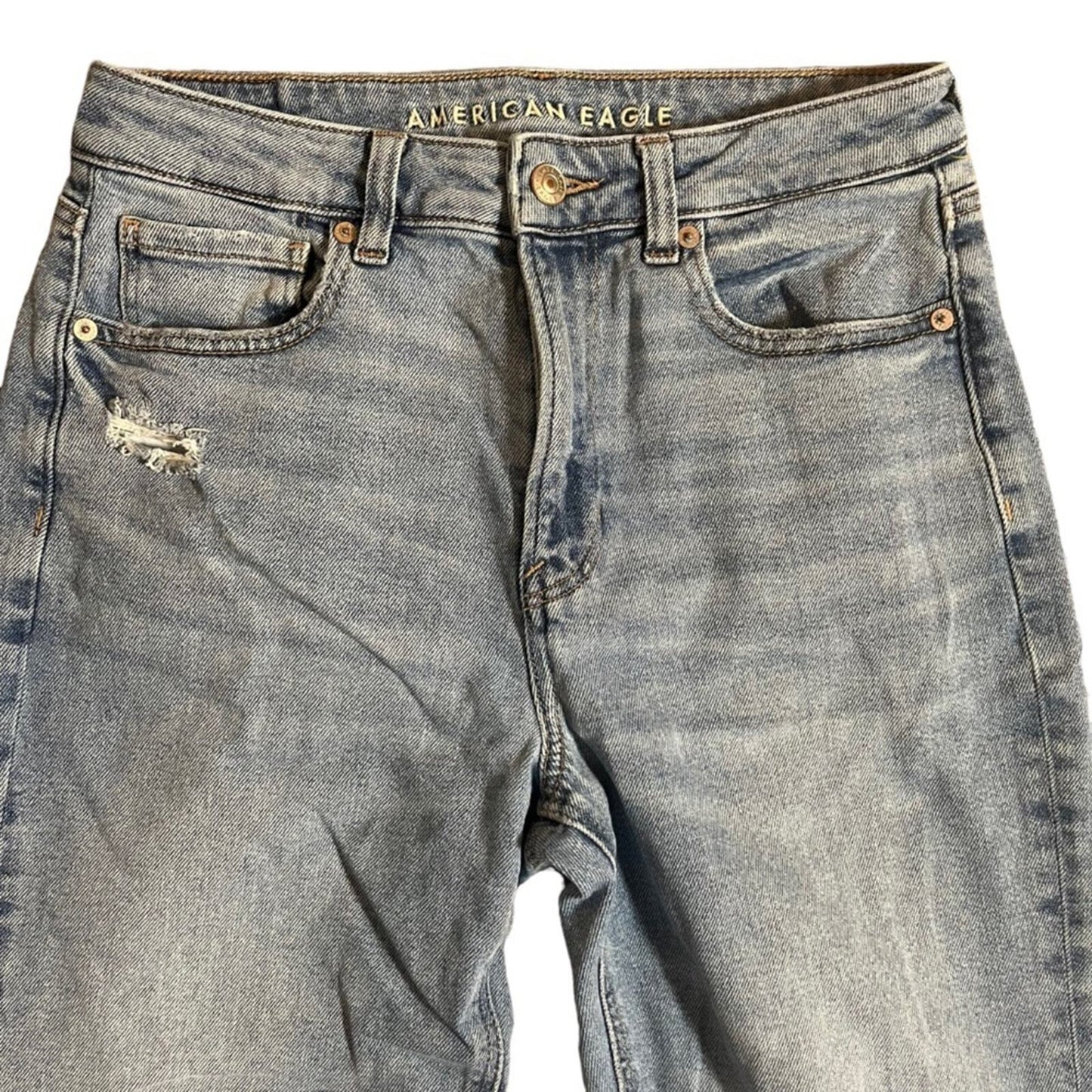 American Eagle Womens Mom Jeans Size 6 Regular Stretch Light Wash Denim 