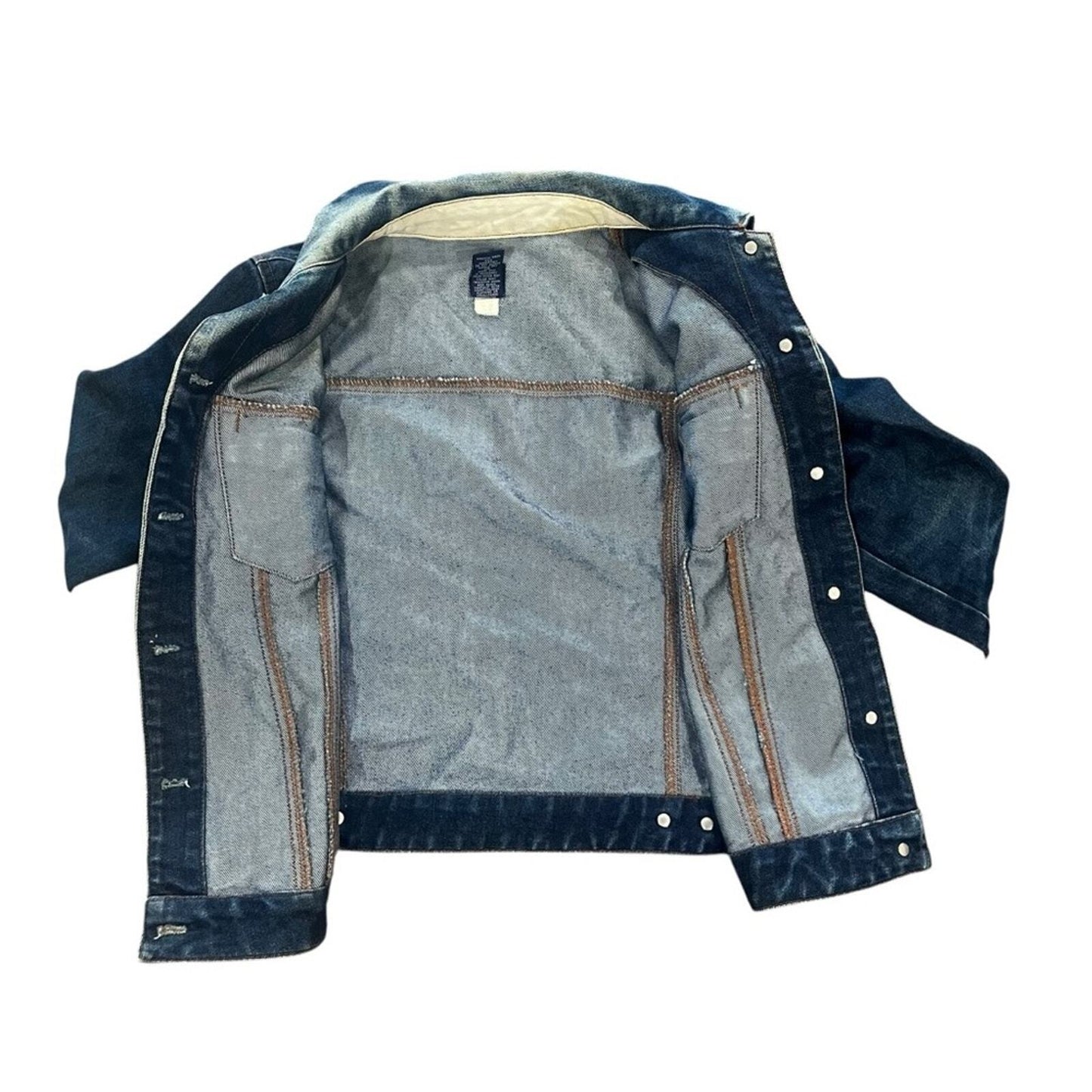 GAP Womens Size Small Y2K Distressed Bleached Denim Blue Jean Trucker Jacket