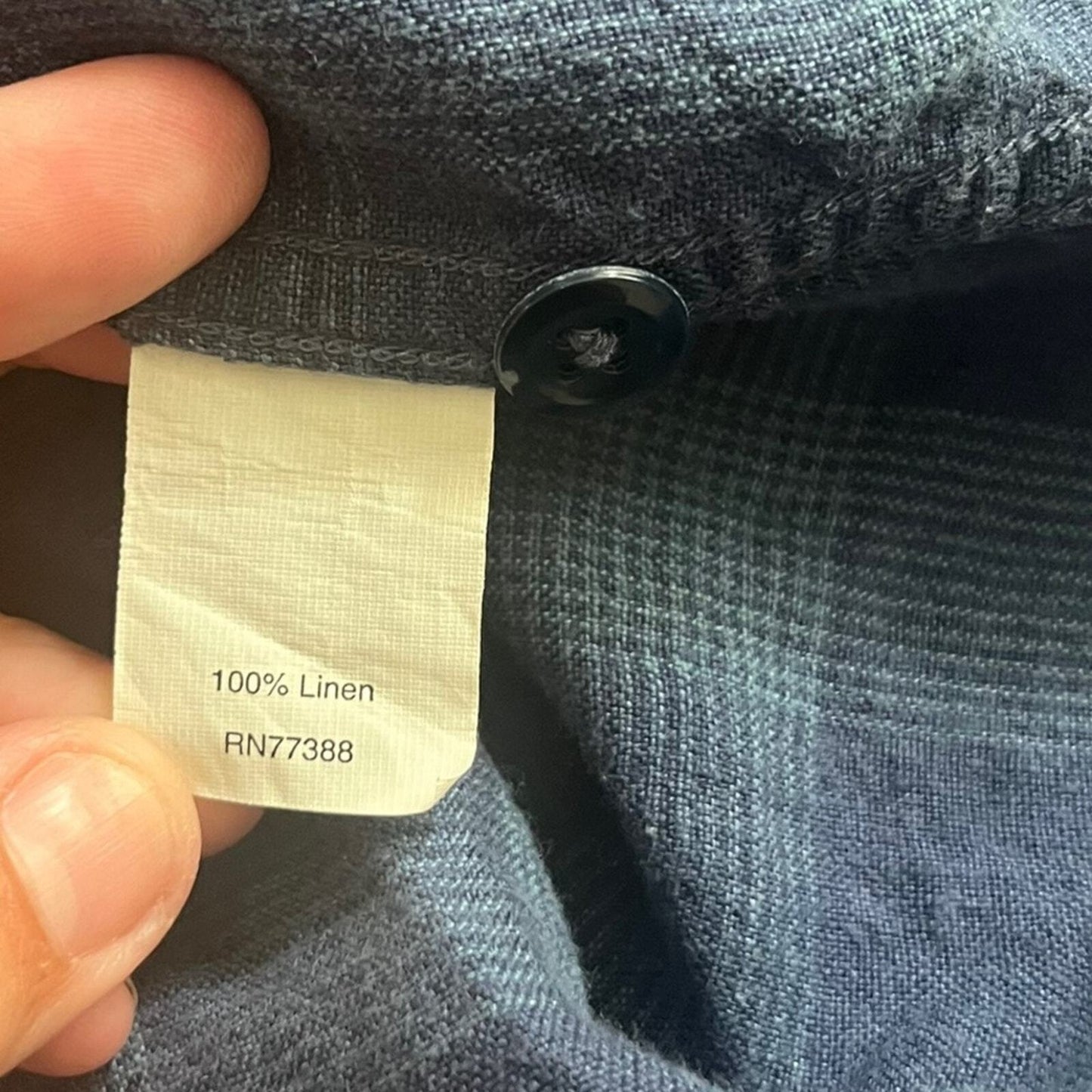 J. Crew Mens XS Authentic Workwear 100% Linen Blue Plaid Long Sleeve Button Down