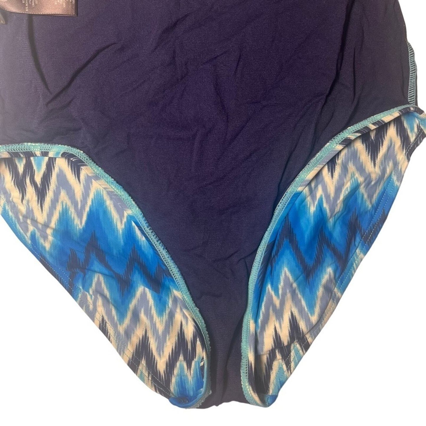 Vince Camuto Womens Swimsuit Size 12 One Piece Swim Multicolor Aztec Plunge Neck