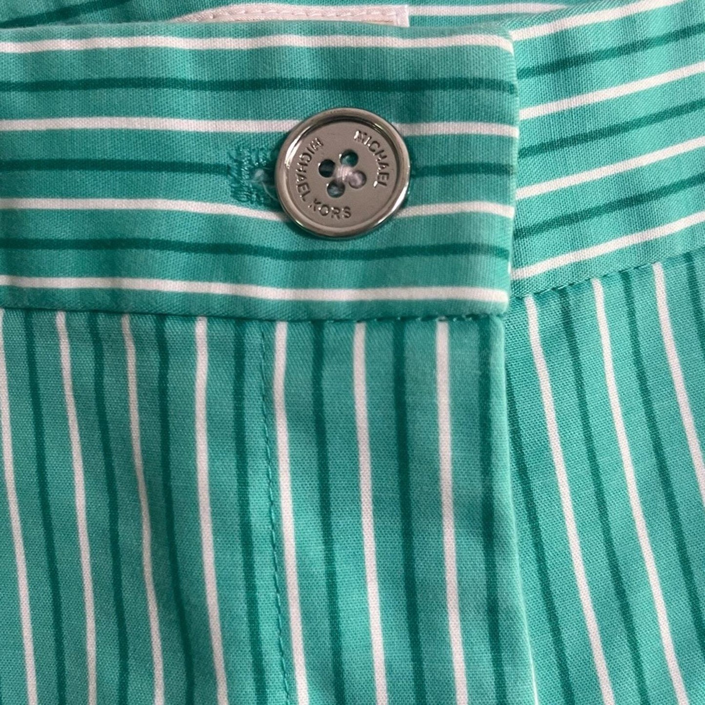 Michael Kors Shorts Womens Size 12 Turquoise Striped Flat Front Button Zip 