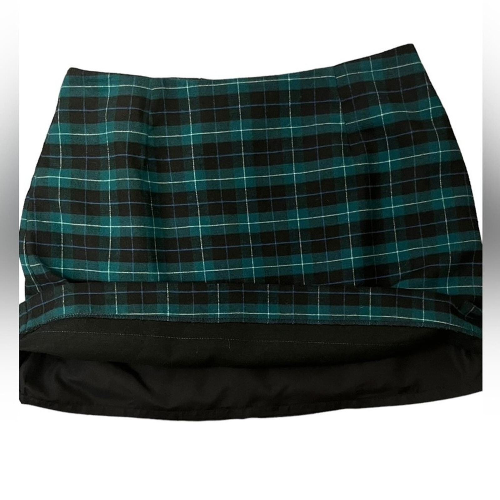 Old Navy Womens Size 4 Navy Green Plaid Polyester Mini Skirt 