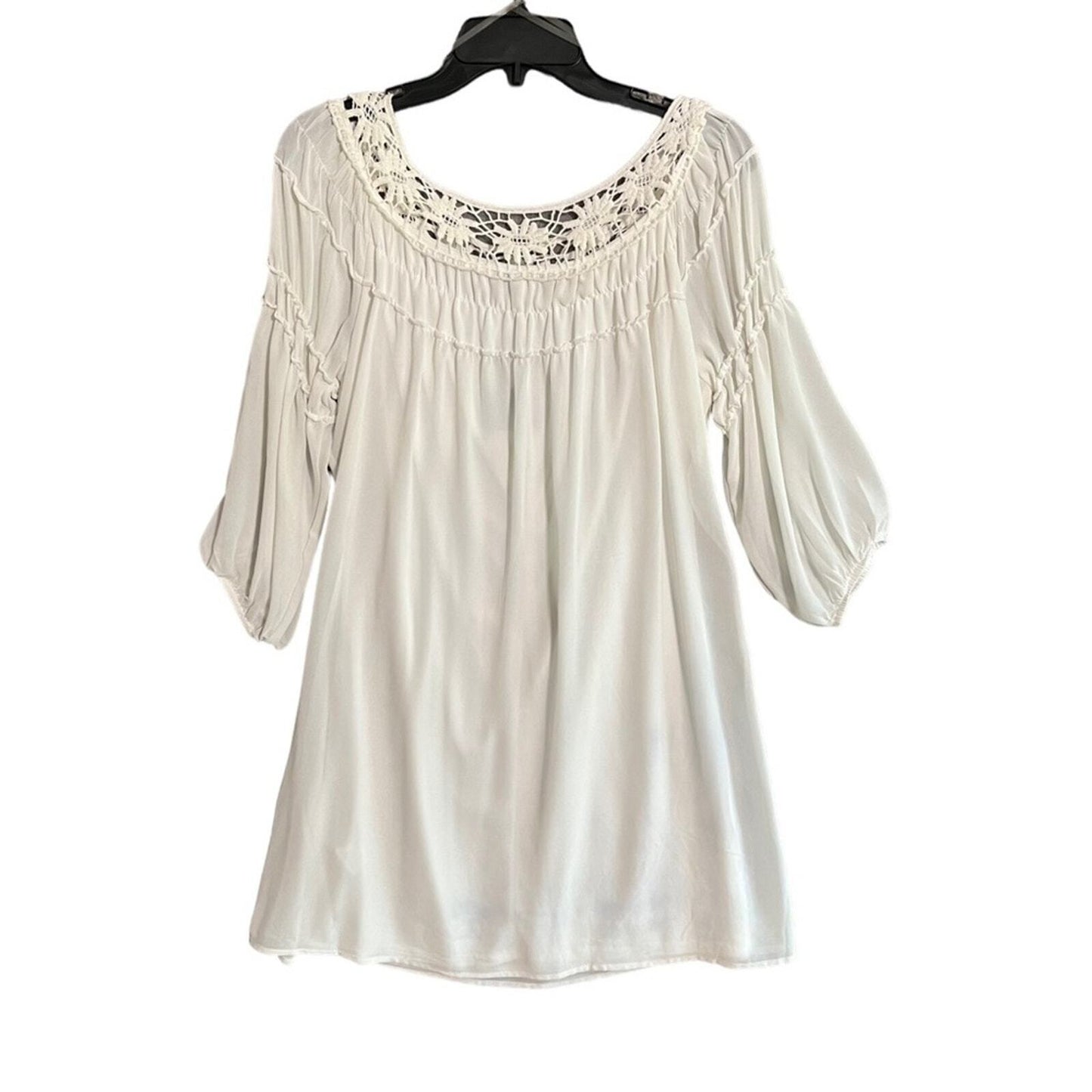 HeartSoul Womens Medium White Mini 3/4 Length Sleeve Dress NWT