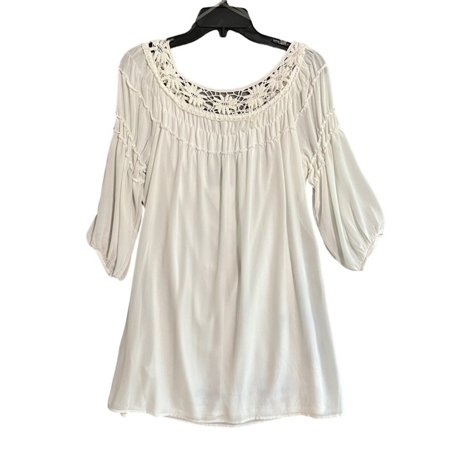 HeartSoul Womens Medium White Mini 3/4 Length Sleeve Dress NWT