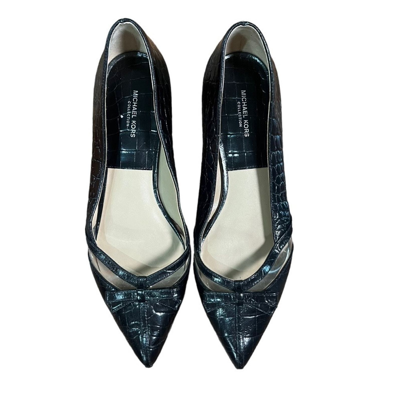 Michael Kors Joey Embossed Leather Bow Flat Size 38