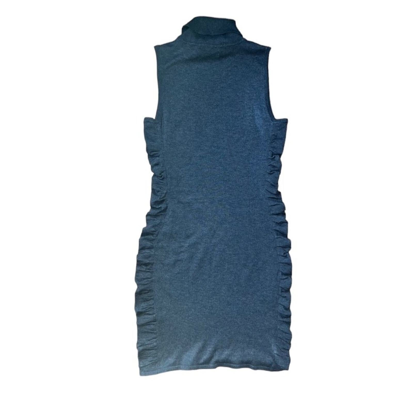 Calvin Klein Womens Size Medium Gray Sleeveless Turtleneck Fitted Dress 
