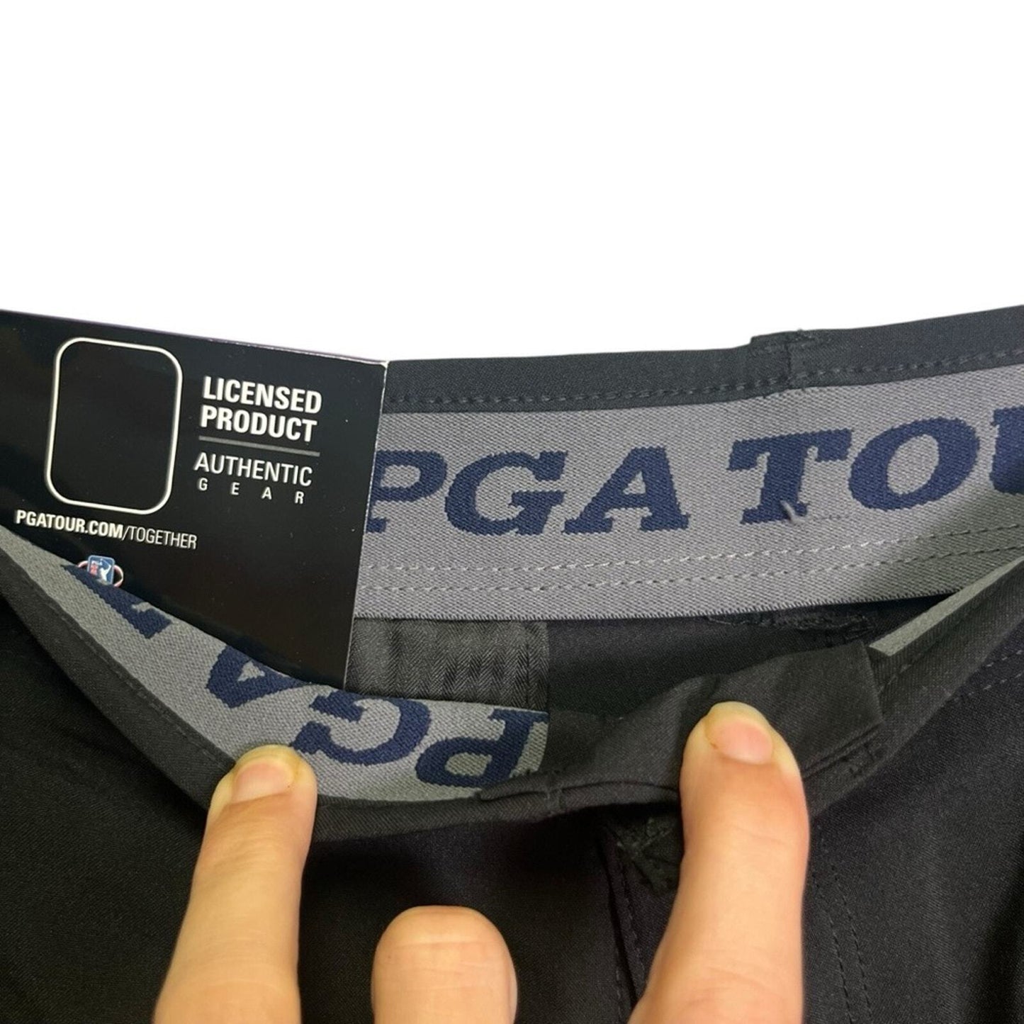 PGA Tour Mens Size 36 Black Active Waistband Stretch Flat Front Golf Shorts NWT