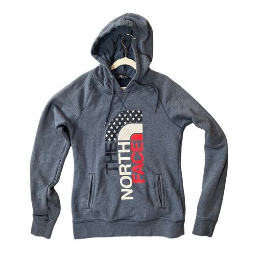 The North Face Womens Medium Red White Blue Patriotic Hooded Sweatshirt