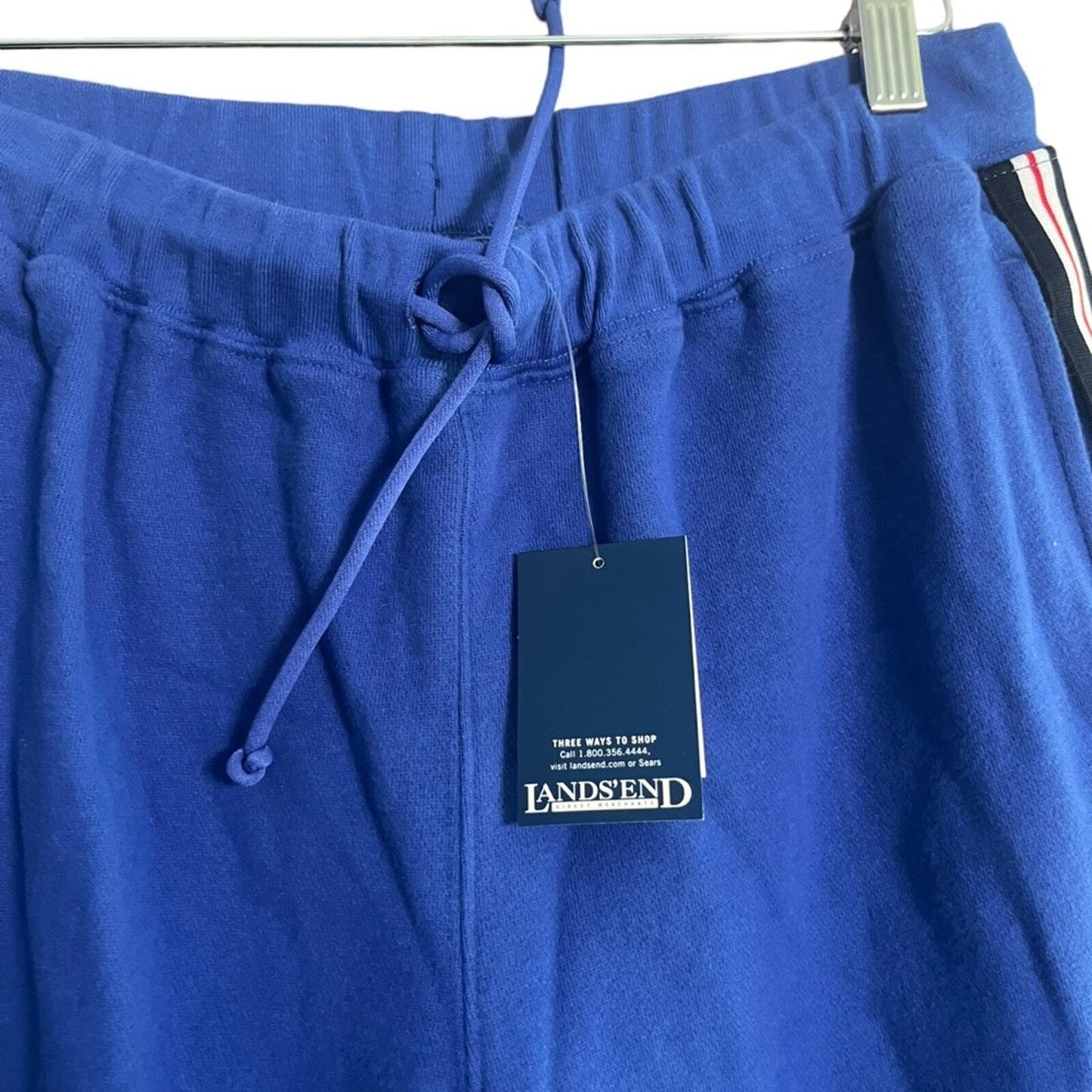 Land's End Boys Size 18 Blue Side Stripe Straight Leg Athletic Pants NWT