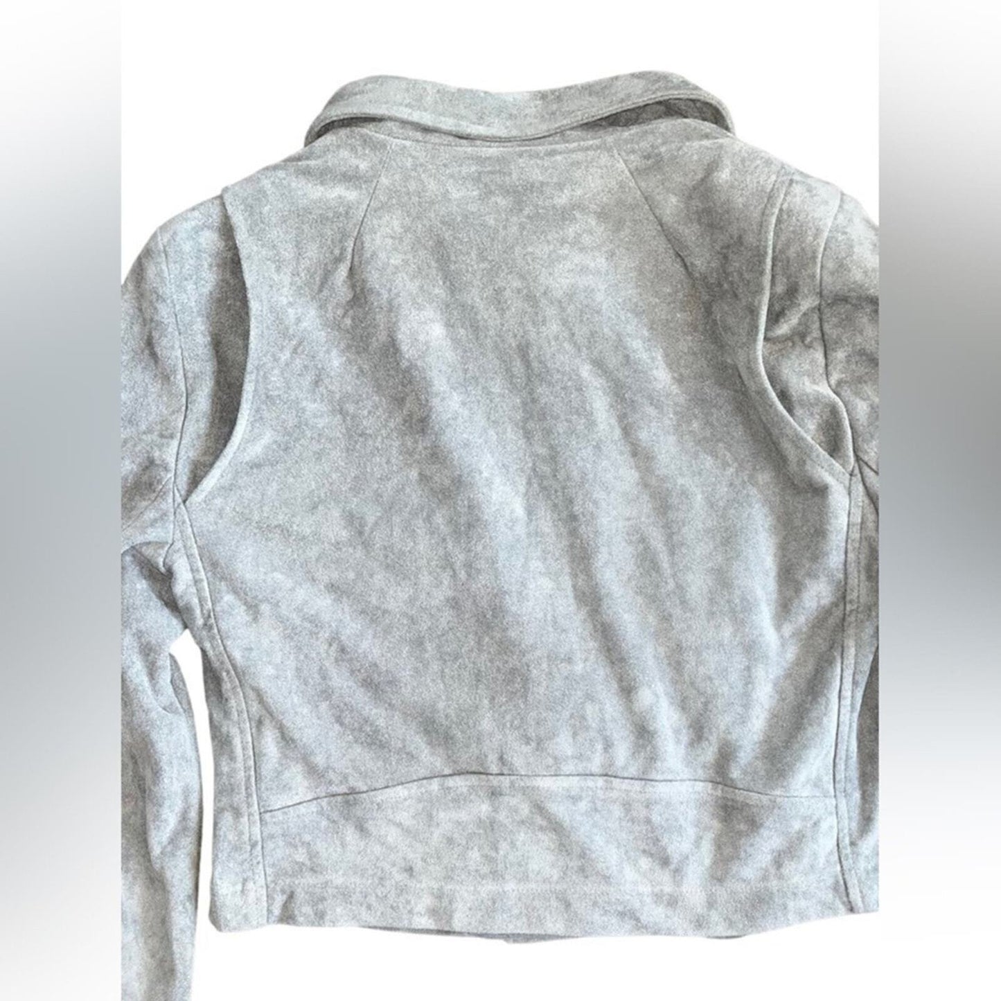 Lulus Womens Large Gray Faux Suede Zip Moto Jacket
