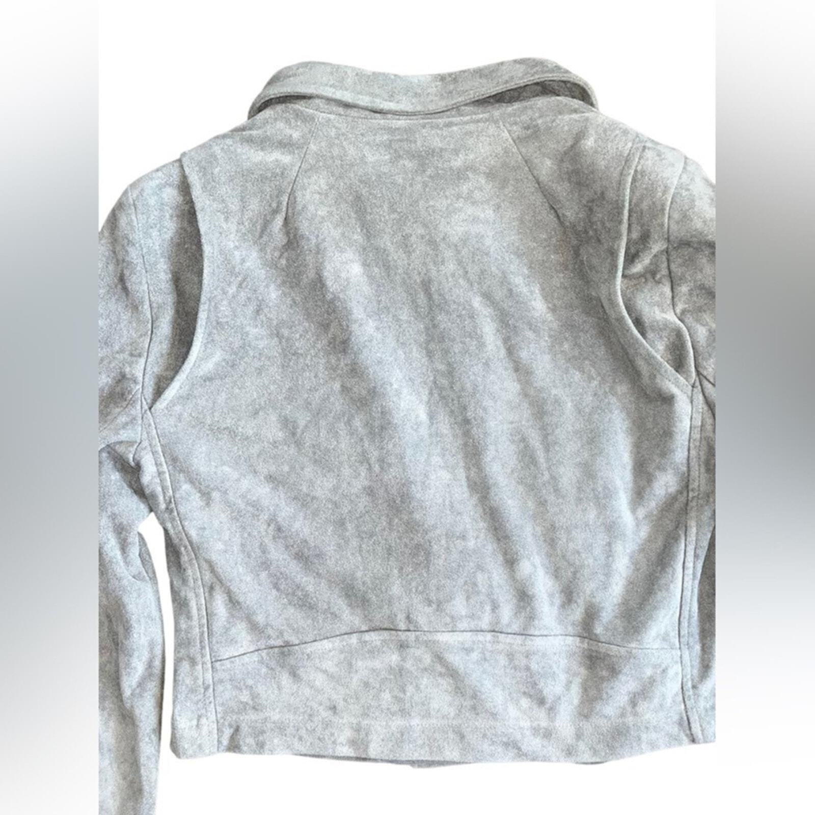 Lulus Womens Large Gray Faux Suede Zip Moto Jacket